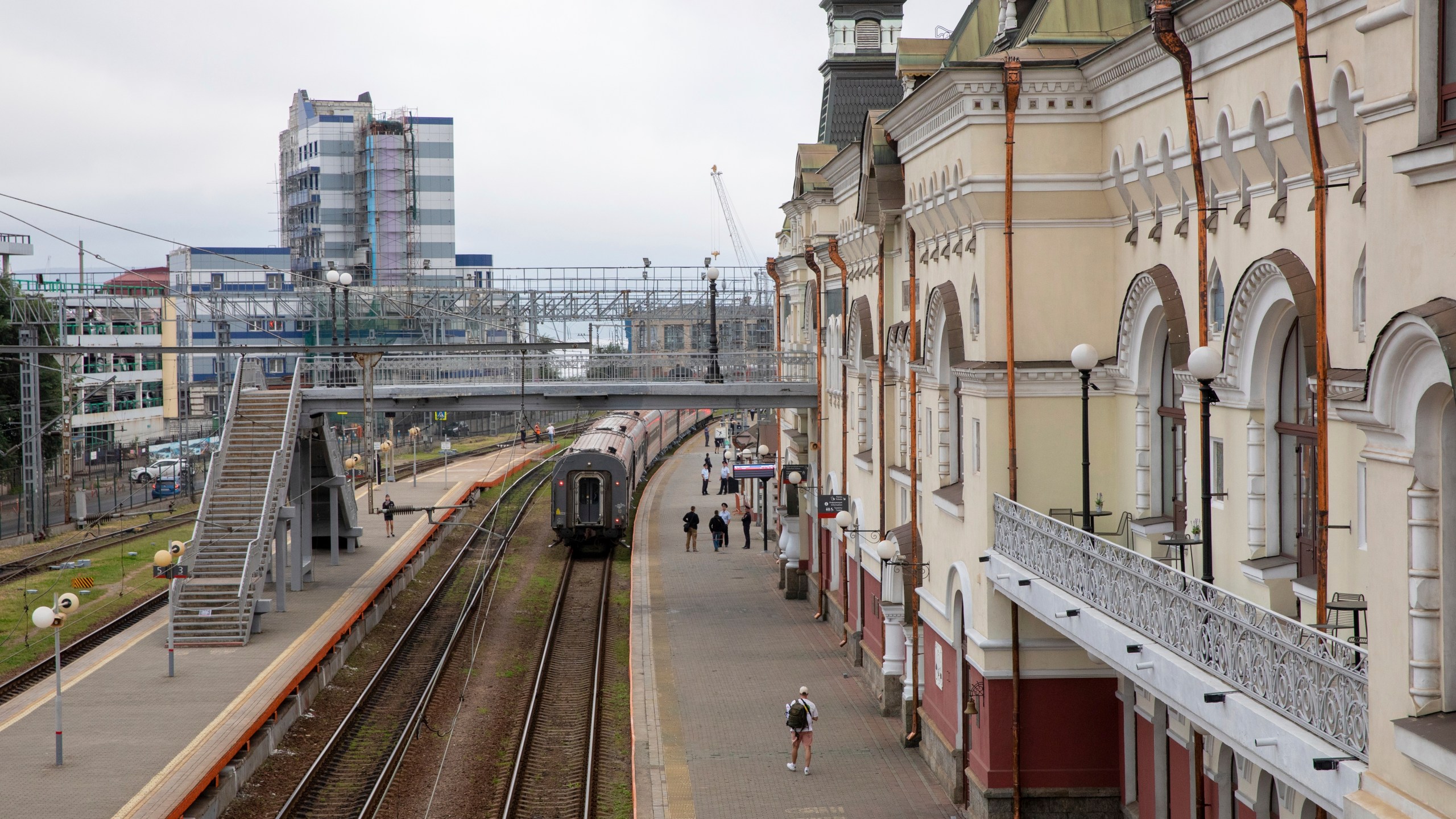 A view of the main train station in Vladivostok, Russia, Monday, Sept. 11, 2023. North Korean leader Kim Jong Un is heading for Russia for a presumed meeting with President Vladimir Putin. Russia and North Korea confirmed Monday that the North Korean leader will visit Russia in a highly anticipated meeting with President Putin that has sparked Western concerns about a potential arms deal for Moscow’s war in Ukraine. A possible venue for the meeting is the eastern Russian city of Vladivostok, where Putin arrived Monday to attend an international forum that runs through Wednesday, according to Russia’s TASS news agency. (AP Photo)