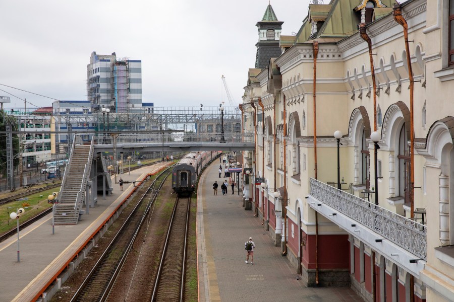 A view of the main train station in Vladivostok, Russia, Monday, Sept. 11, 2023. North Korean leader Kim Jong Un is heading for Russia for a presumed meeting with President Vladimir Putin. Russia and North Korea confirmed Monday that the North Korean leader will visit Russia in a highly anticipated meeting with President Putin that has sparked Western concerns about a potential arms deal for Moscow’s war in Ukraine. A possible venue for the meeting is the eastern Russian city of Vladivostok, where Putin arrived Monday to attend an international forum that runs through Wednesday, according to Russia’s TASS news agency. (AP Photo)