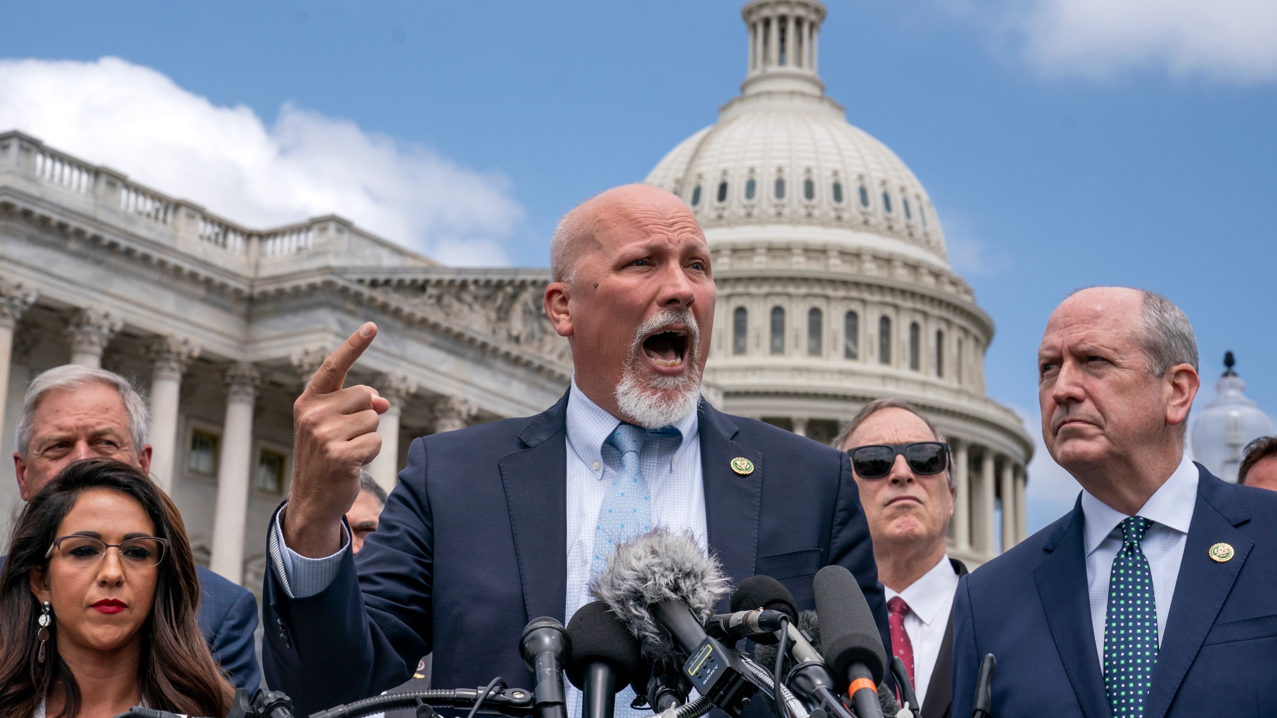 FILE - Rep. Chip Roy, R-Texas, joins other lawmakers from the conservative House Freedom Caucus at a news conference at the Capitol in Washington, Tuesday, May 30, 2023. Congress faces a deadline to fund the government by the end of the month, but he faces challenges from hard-right Republicans in the Freedom Caucus who reject the deal he struck over the summer with President Joe Biden on spending levels and are now demanding further cuts. (AP Photo/J. Scott Applewhite)