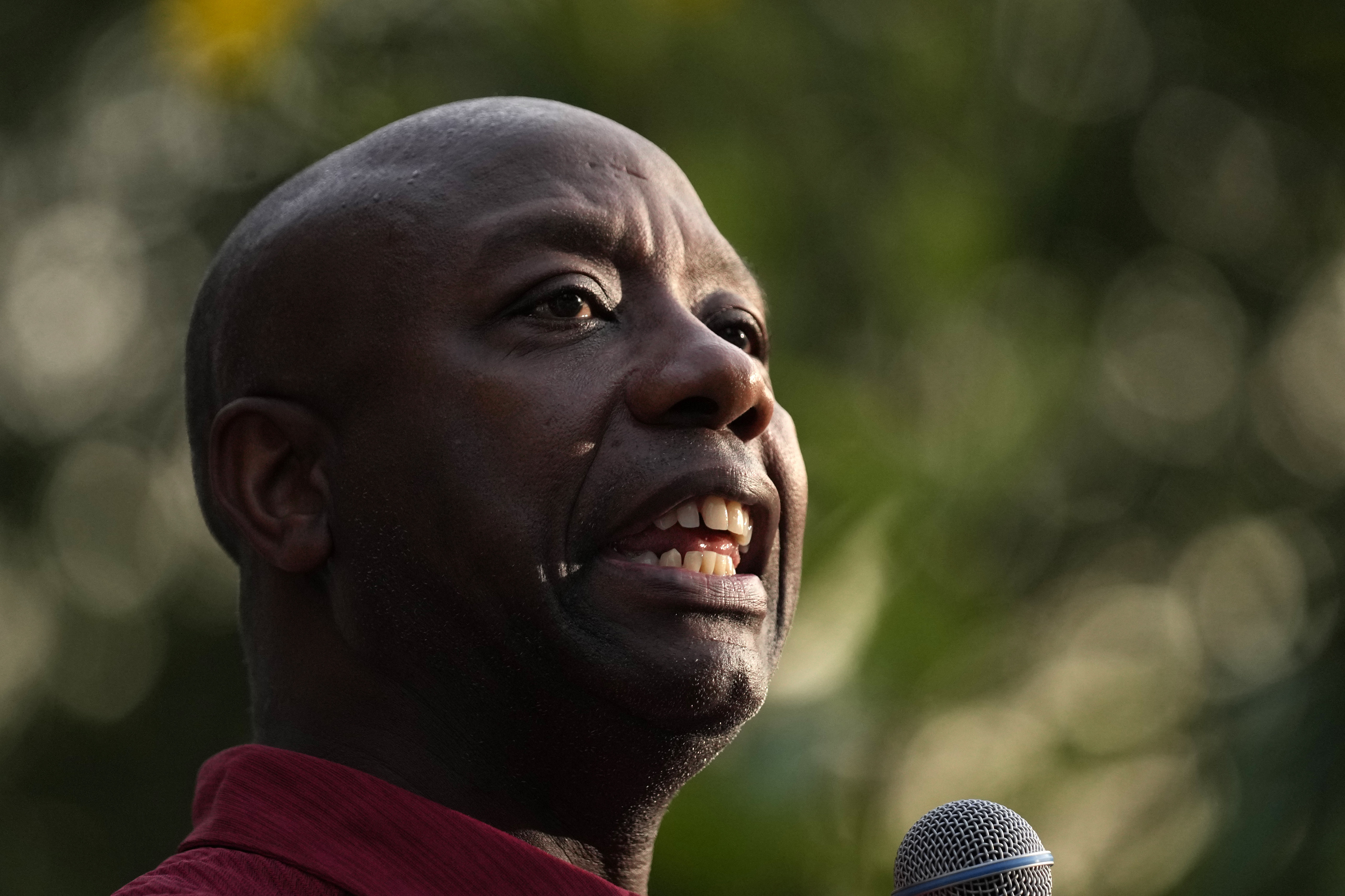 Republican presidential candidate South Carolina Sen. Tim Scott speaks at a campaign event, Thursday, Sept. 7, 2023, in Rye, N.H. (AP Photo/Robert F. Bukaty)