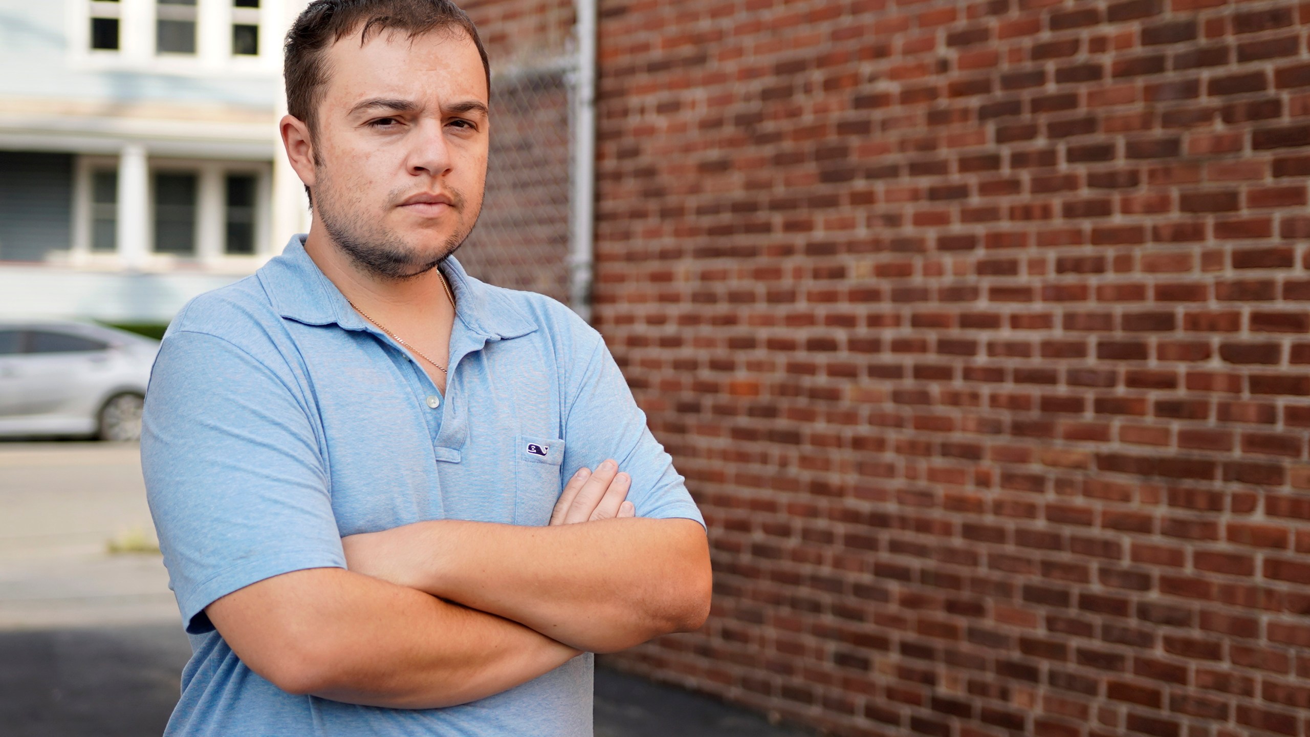 Mike Bouboulis stands for a portrait in Arlington, Mass., on Wednesday, Sept. 13, 2023. Bouboulis has taken Saxenda, Mounjaro or Ozempic, a Novo diabetes drug with the same active ingredient as Wegovy, since around 2019. In the past year after their popularity exploded, refilling a prescription involved calling five to seven pharmacies. “They all know what you’re calling for, and they all have the same answer: ‘I don’t know. We’ll see tomorrow,’" said the 35-year-old small business owner. (AP Photo/Mary Schwalm)