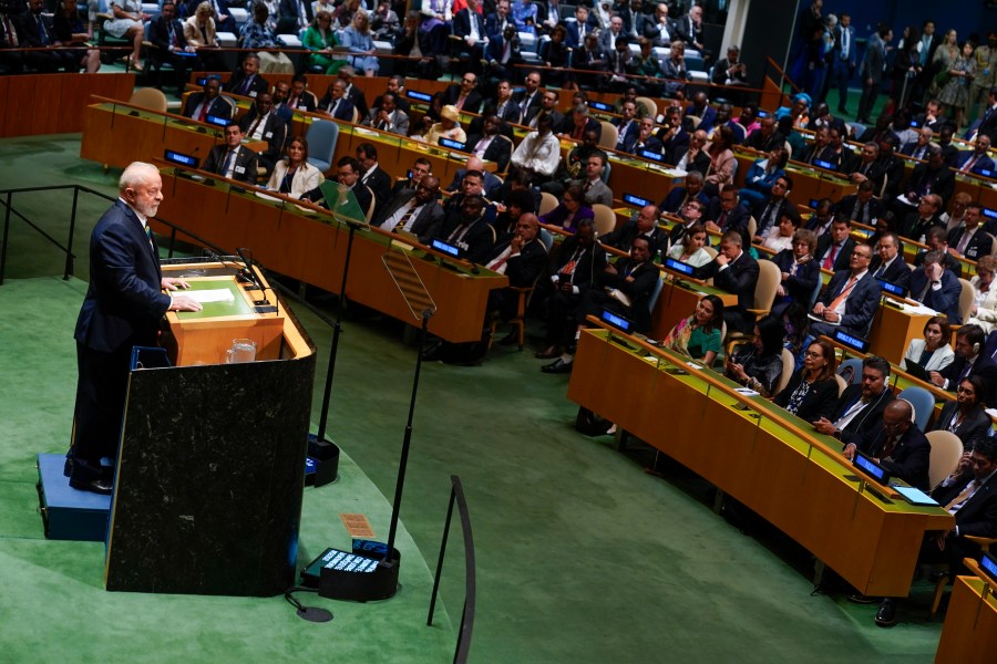 Luiz Inácio Lula da Silva, President of Brazil, addresses the 78th session of the United Nations General Assembly at United Nations headquarters, Tuesday, Sept. 19, 2023. (AP Photo/Seth Wenig)