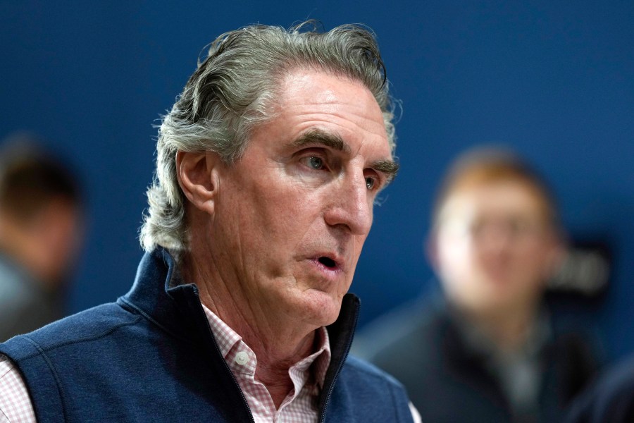 FILE - Republican presidential candidate North Dakota Gov. Doug Burgum speaks during a town hall meeting with employees at Rueter's Equipment, June 9, 2023, in Elkhart, Iowa. The North Dakota Supreme Court struck down a major budget bill for the state government, Thursday, Sept. 28, 2023, likely meaning lawmakers must come back to Bismarck to do the massive bill over again. In a statement, Burgum said he is arranging meetings with legislative leaders for how to best respond. (AP Photo/Charlie Neibergall, File)