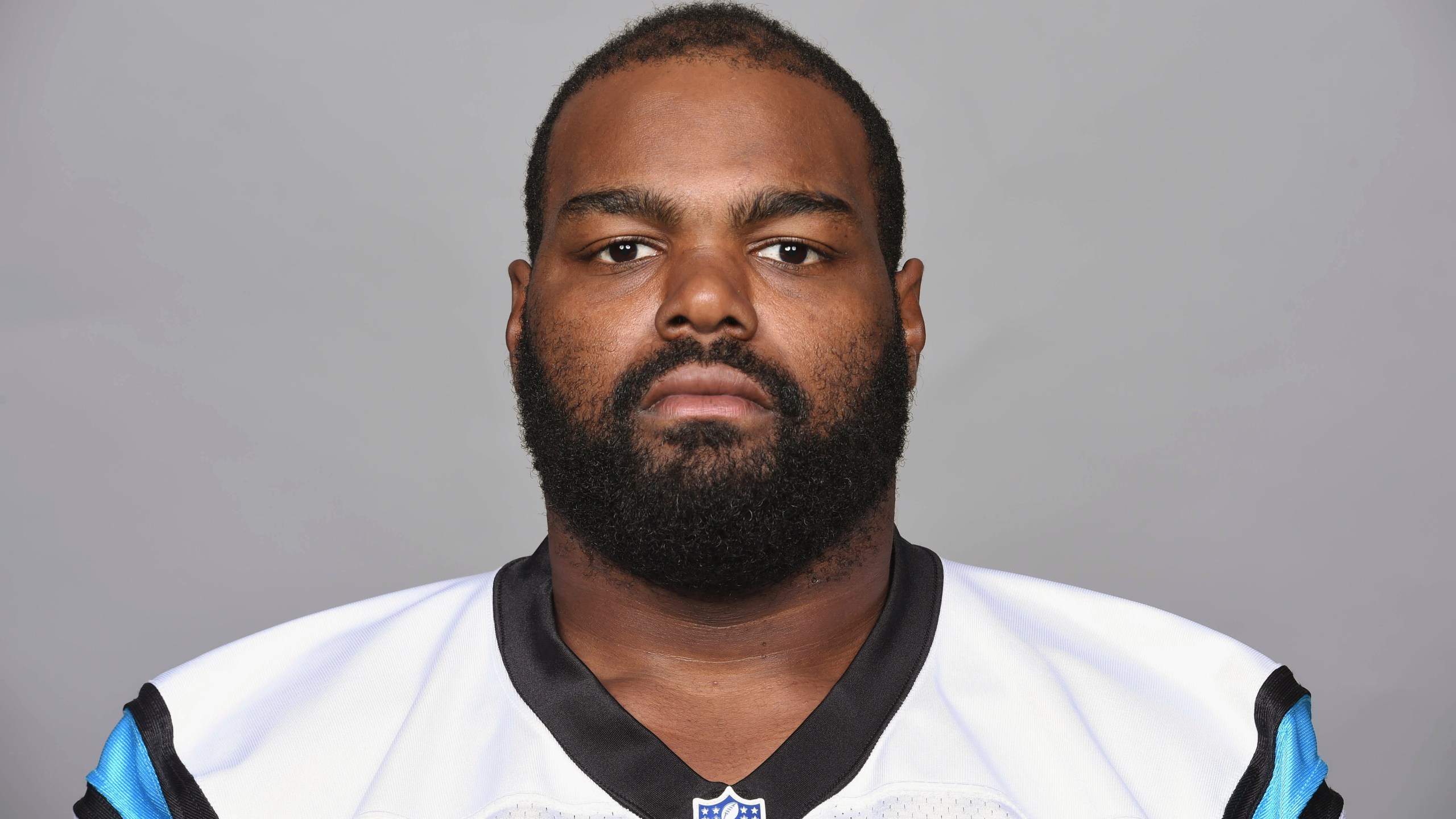 FILE - This is a photo of Michael Oher of the Carolina Panthers NFL football team. This image reflects the Carolina Panthers active roster as of Tuesday, June 20, 2017. A Tennessee judge said Friday, Sept. 29, 2023, that she is ending a conservatorship agreement between former NFL player Oher and a Memphis couple who took him in when he was in high school. (AP Photo, File)