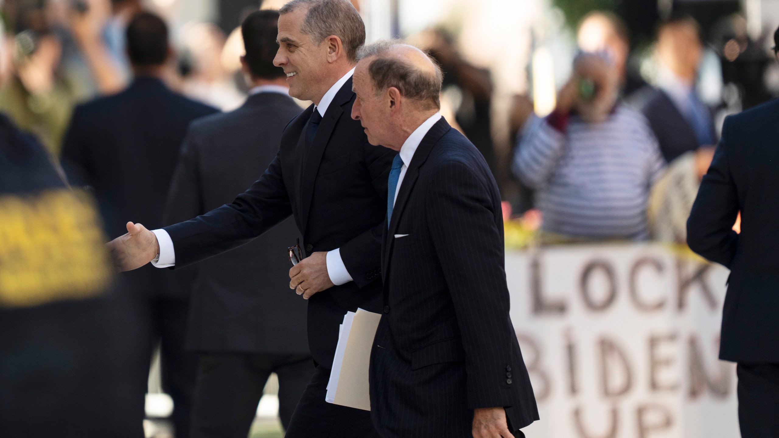 President Joe Biden's son Hunter Biden arrives for a court appearance, in Wilmington, Del, Tuesday, Oct. 3, 2023. (AP Photo/Matt Rourke)