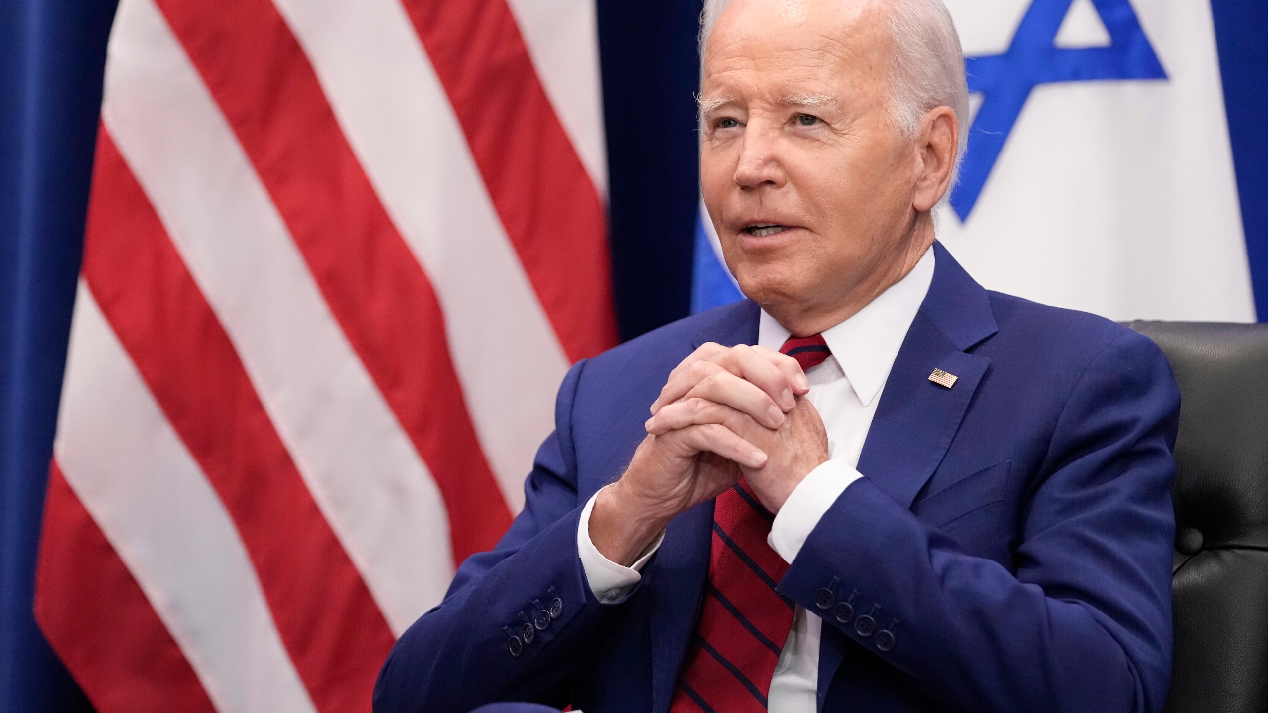 FILE - President Joe Biden listens as he meets with Israeli Prime Minister Benjamin Netanyahu in New York, Sept. 20, 2023. (AP Photo/Susan Walsh, File)