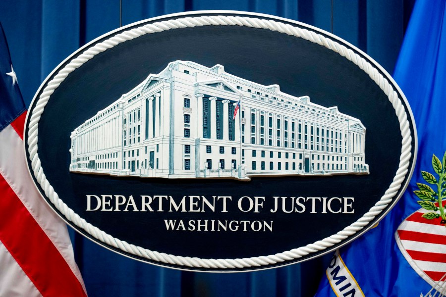 FILE - The Justice Department in Washington, Nov. 18, 2022. (AP Photo/Andrew Harnik, File)