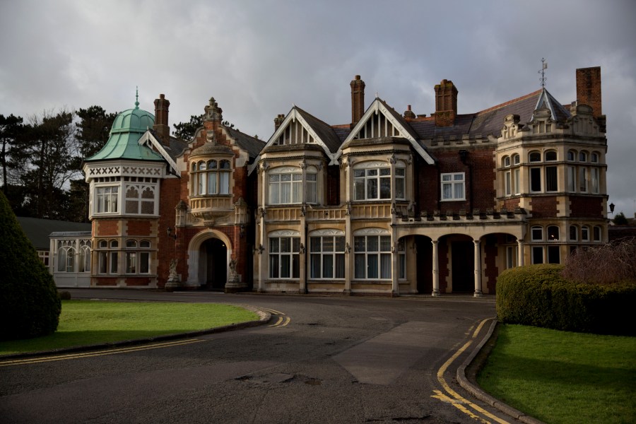 FILE - An exterior view shows the mansion house at Bletchley Park museum in the town of Bletchley in Buckinghamshire, England, Jan. 15, 2015. The U.K.-hosted AI Safety Summit is bringing politicians, computer scientists and tech executives to a site chosen for its symbolism: Bletchley Park, a name synonymous with codebreaking and the birth of computing. (AP Photo/Matt Dunham, File)