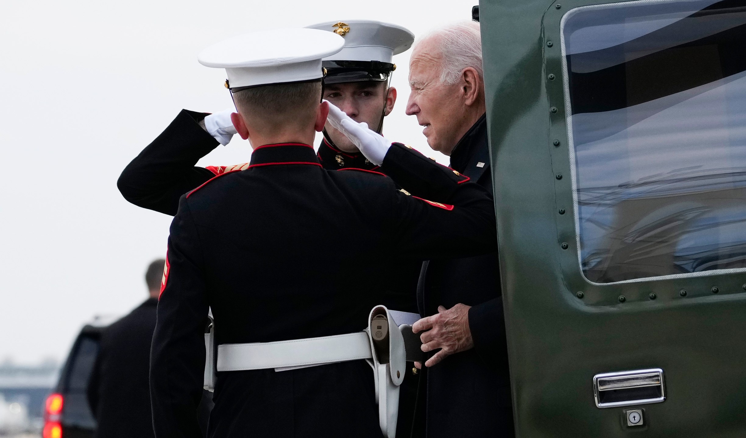 President Joe Biden arrives on Marine One at Minneapolis–Saint Paul International Airport in St. Paul, Minn., Wednesday, Nov. 1, 2023, after speaking in Northfield, Minn. (AP Photo/Andrew Harnik)