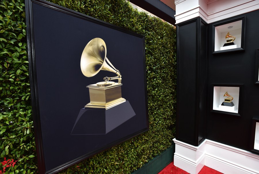 FILE - A view of the red carpet at the 64th annual Grammy Awards at the MGM Grand Garden Arena is photographed on Sunday, April 3, 2022, in Las Vegas. The 2024 Grammy nominations were announced on Friday. (Photo by Jordan Strauss/Invision/AP, File)