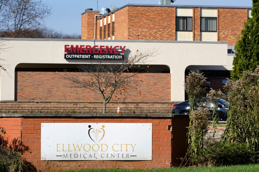 This is the Ellwood City Medical Center in Ellwood City, Pa., on Thursday, Nov. 2, 2023. The Medical center has been closed since Jan. 29, 2020. (AP Photo/Gene J. Puskar)