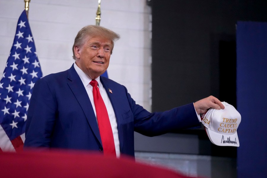 Republican presidential candidate and former President Donald Trump speaks during a rally, Saturday, Nov. 18, 2023, in Fort Dodge, Iowa. (AP Photo/Bryon Houlgrave)