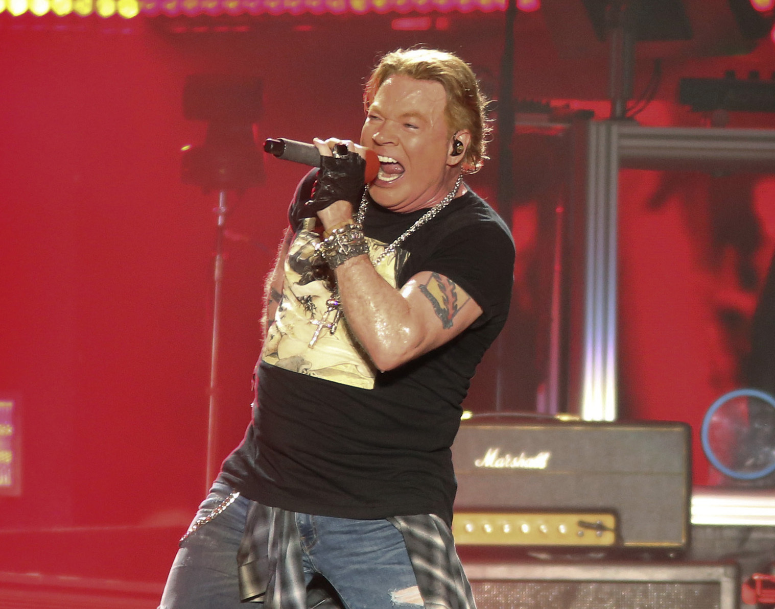 FILE - Guns N' Roses' Axl Rose performs on the first weekend of the Austin City Limits Music Festival, Oct. 4, 2019, in Austin, Texas. A former Penthouse magazine model filed a lawsuit Wednesday, Nov. 22, 2023, saying Rose raped her in a 1989 attack at a New York City hotel. The lawsuit was filed under a temporary New York law, the Adult Survivors Act, that lets adult victims sue over attacks that occurred even decades ago. The law expires after Thursday. (Photo by Jack Plunkett/Invision/AP, File)