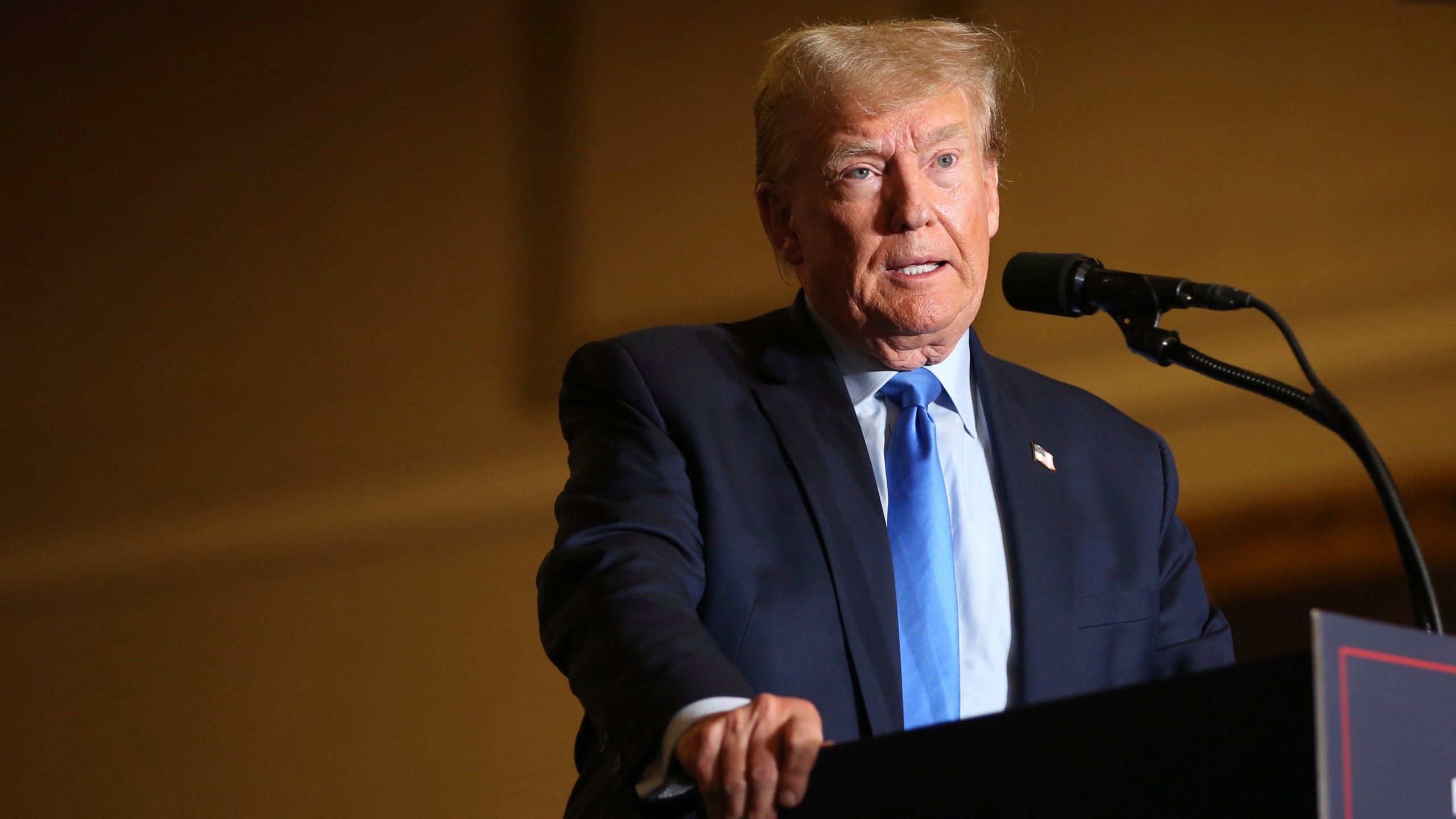 FILE - Former President Donald Trump speaks at a campaign rally Saturday, Nov. 11, 2023, in Claremont, N.H. (AP Photo/Reba Saldanha, File)