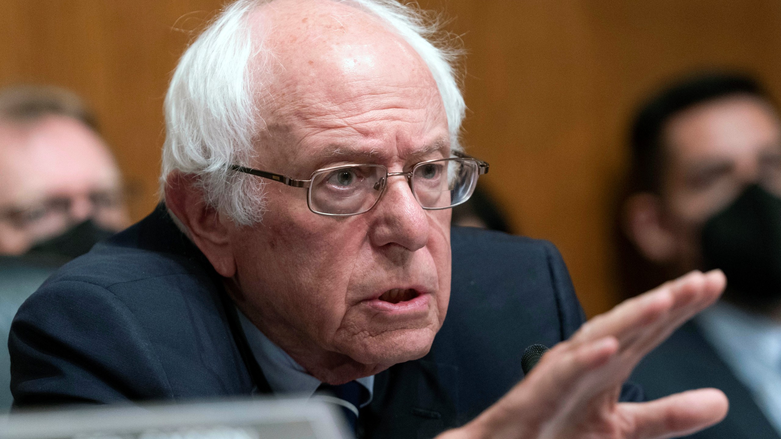 FILE - Sen. Bernie Sanders, I-Vt., speaks during a hearing on Capitol Hill in Washington, Thursday, June 8, 2023. Sanders and a robust group of Democratic senators say they're done “asking nicely" for Israel to do more to reduce civilian casualties in its war against Hamas in Gaza. (AP Photo/Jose Luis Magana, File)