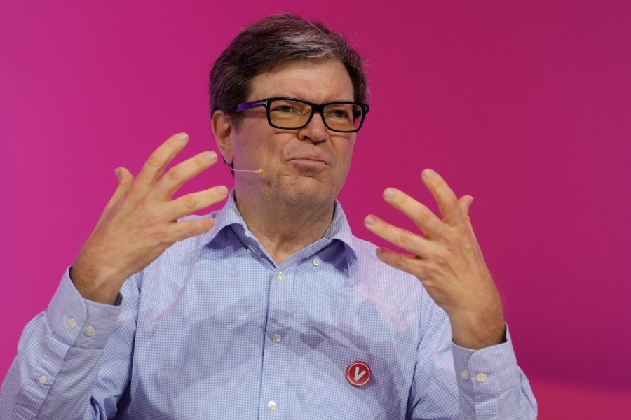 File - Vice President and Chief AI Scientist at Meta, Yann LeCun, speaks at the Vivatech show in Paris, France on June 14, 2023. IBM and Facebook parent Meta are launching a new group called the AI Alliance that's advocating an "open science" approach to AI development that puts them at odds with rivals like Google, Microsoft and ChatGPT-maker OpenAI.(AP Photo/Thibault Camus, File)