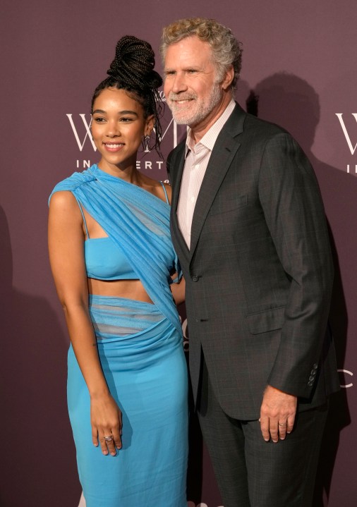 Alexandra Shipp, left, and Will Ferrell arrive at The Hollywood Reporter's Women in Entertainment Gala on Thursday, Dec. 7, 2023, at the Beverly Hills Hotel in Beverly Hills, Calif. (AP Photo/Chris Pizzello)