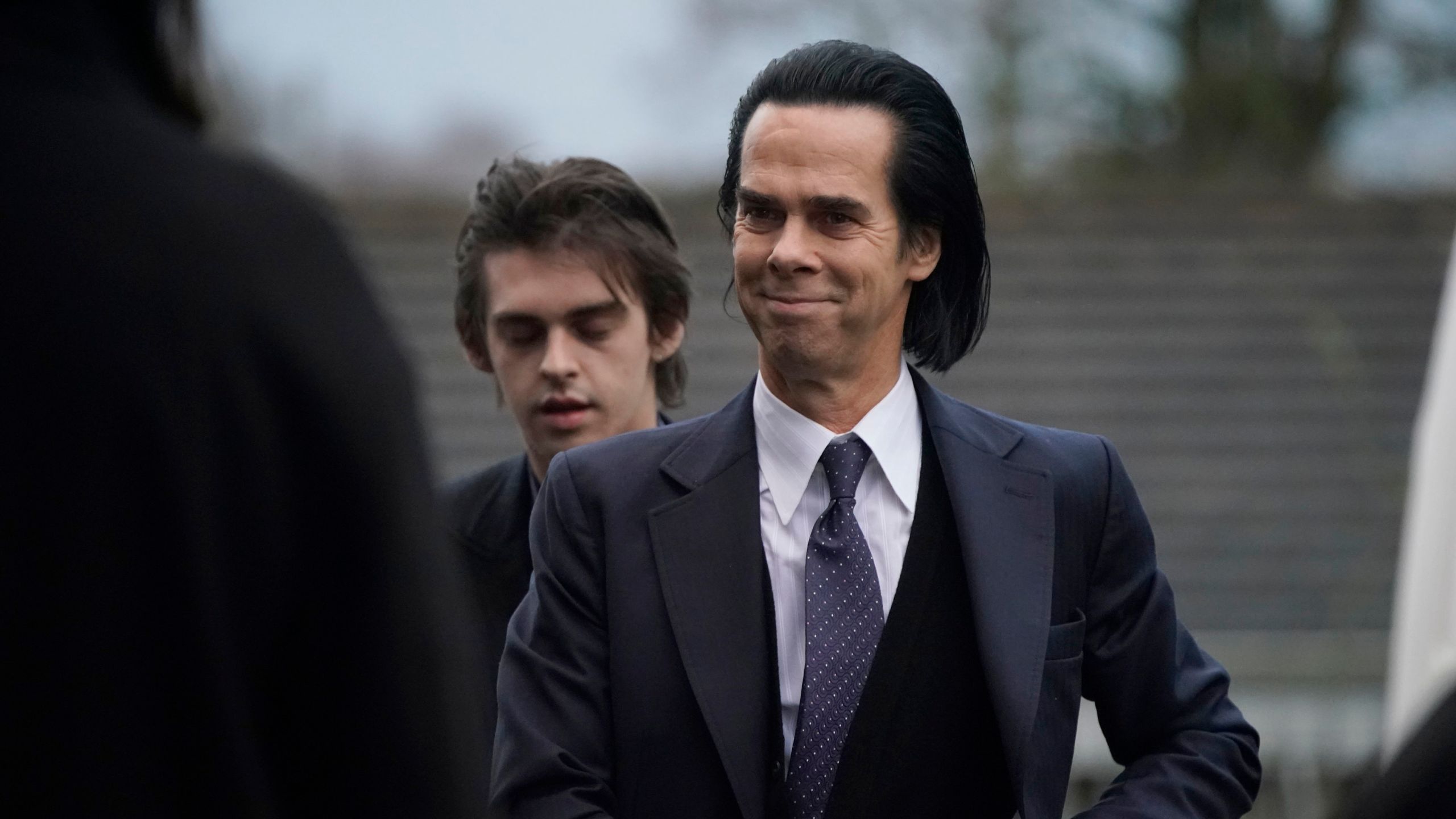 Nick Cave arrives for the funeral of Shane MacGowan, at Saint Mary's of the Rosary Church, Nenagh, Ireland, Friday, Dec. 8, 2023. MacGowan, the singer-songwriter and frontman of The Pogues, best known for their ballad “Fairytale of New York,” died on Thursday, Nov. 30, 2023. He was 65. (Niall Carson/PA via AP)