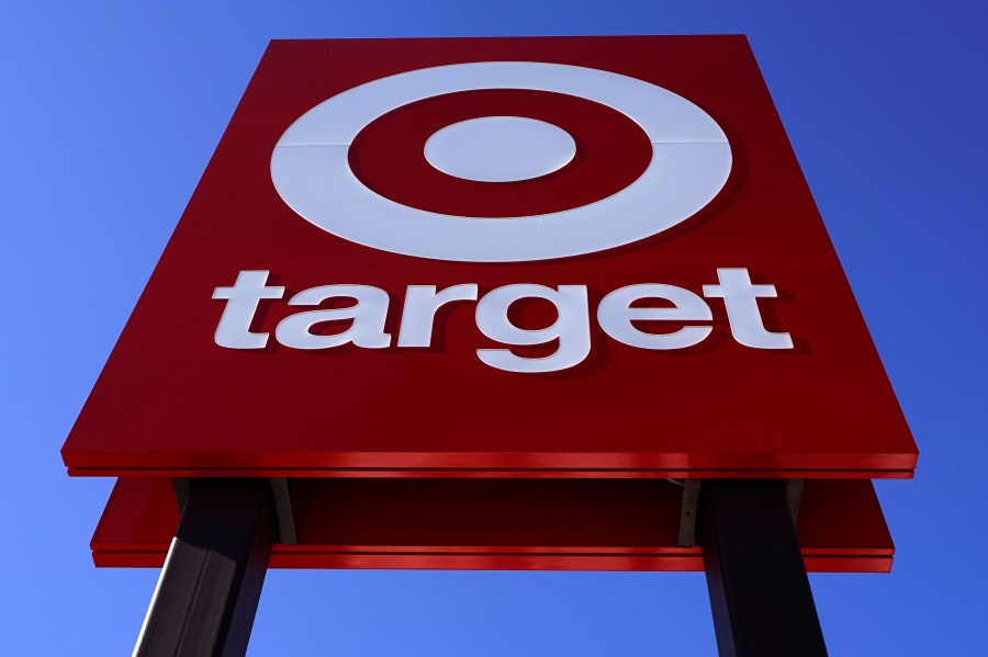 FILE - A Target sign is shown outside a store on Feb. 28, 2022. Walmart, Target and Amazon are all-in on the shipping wars, a move retail experts say will help them maintain a competitive edge against low-cost Chinese retailers Shein and Temu. (AP Photo/Charles Krupa, File)