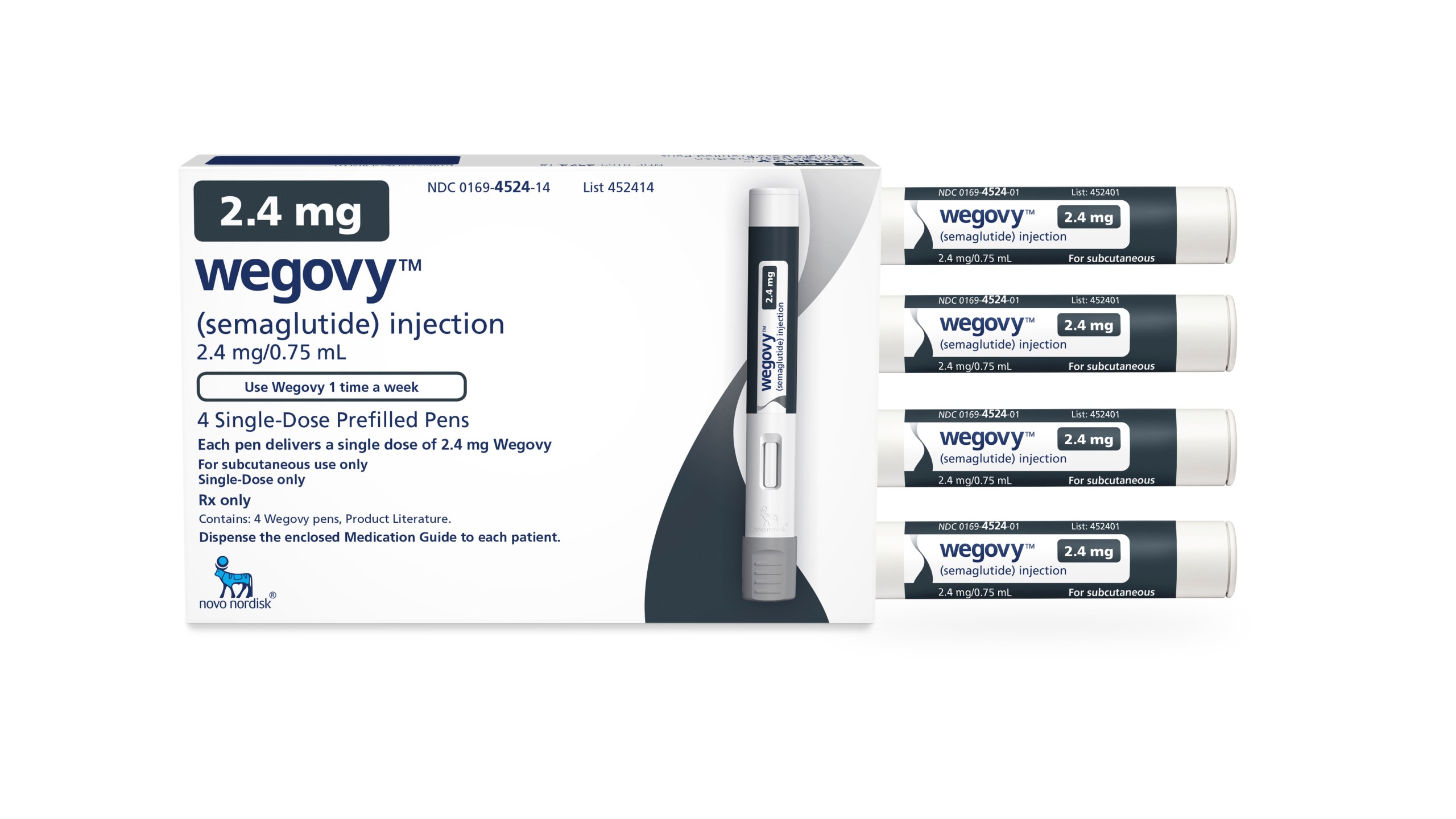 FILE - This image provided by Novo Nordisk on Friday, June 4, 2021 shows a package of injection pens for the company's semaglutide medication, named Wegovy. People taking the popular diabetes and obesity drugs Ozempic and Wegovy had a lower risk of suicidal thoughts than those taking other medications to treat the same conditions, according to research, funded by the U.S. National Institutes of Health, published Friday, Jan. 5, 2023. It comes as European and U.S. regulators look into anecdotal reports that people taking the drug, semaglutide, had thoughts of self-harm. (Novo Nordisk via AP, file)