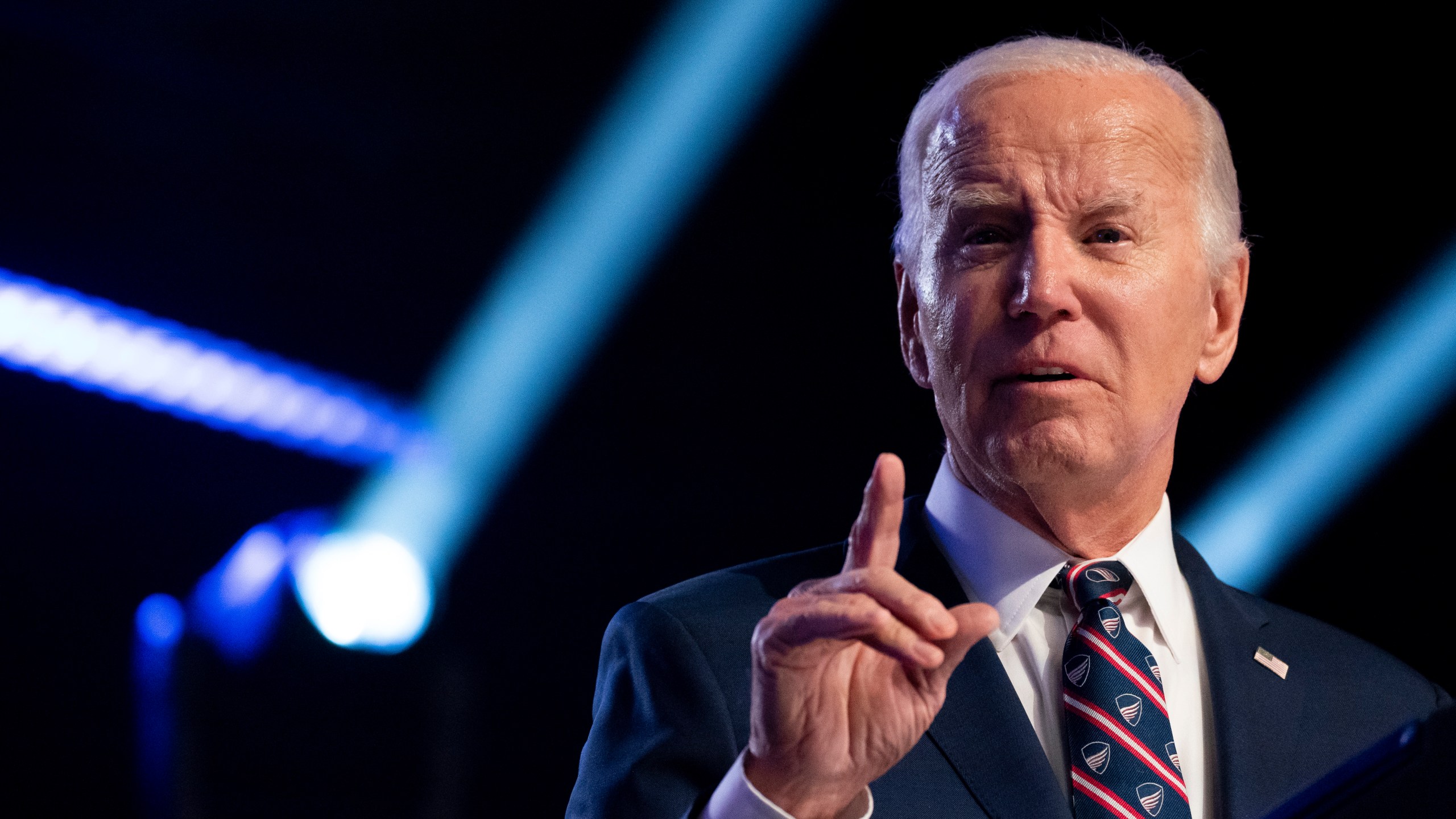 President Joe Biden speaks at a campaign event at Montgomery County Community College in Blue Bell, Pa., Friday, Jan. 5, 2024. (AP Photo/Stephanie Scarbrough)