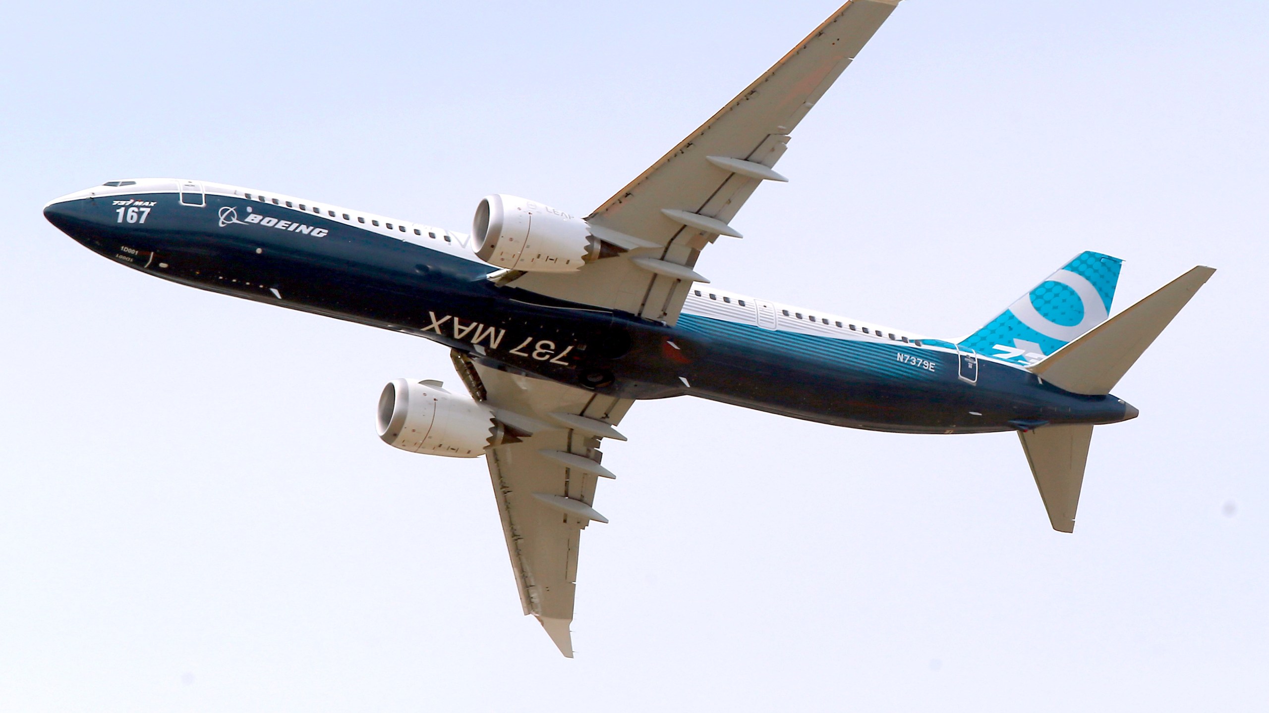 FILE - A Boeing 737 MAX 9 airplane performs a demonstration flight at the Paris Air Show in Le Bourget, east of Paris, France, June 20, 2017. Indonesia has temporarily grounded three Boeing 737-9 Max jetliners, following an incident in which an Alaska Airlines plane suffered a blowout that left a gaping hole in the side of the fuselage. (AP Photo/Michel Euler, File)