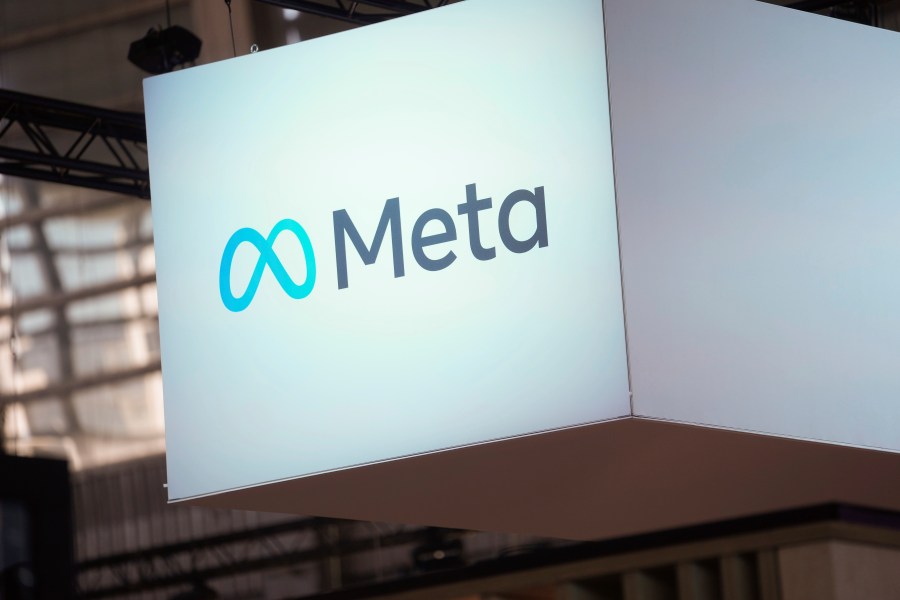 FILE - The Meta logo is seen at the Vivatech show in Paris, France, June 14, 2023. Meta said in a blog post Tuesday, Jan. 9, 2024, that it will start restricting inappropriate content for teenagers' accounts on Instagram and Facebook, such as posts about suicide, self-harm and eating disorders. (AP Photo/Thibault Camus, File)