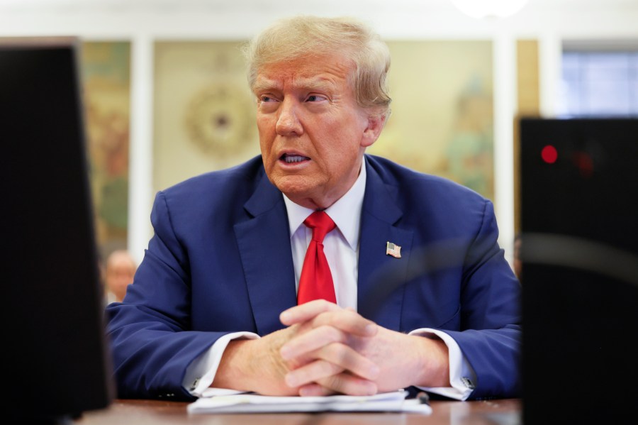 Former President Donald Trump sits in the courtroom before the start of closing arguments in his civil business fraud trial at New York Supreme Court, Thursday, Jan. 11, 2024, in New York. (Michael Santiago/Pool Photo via AP)