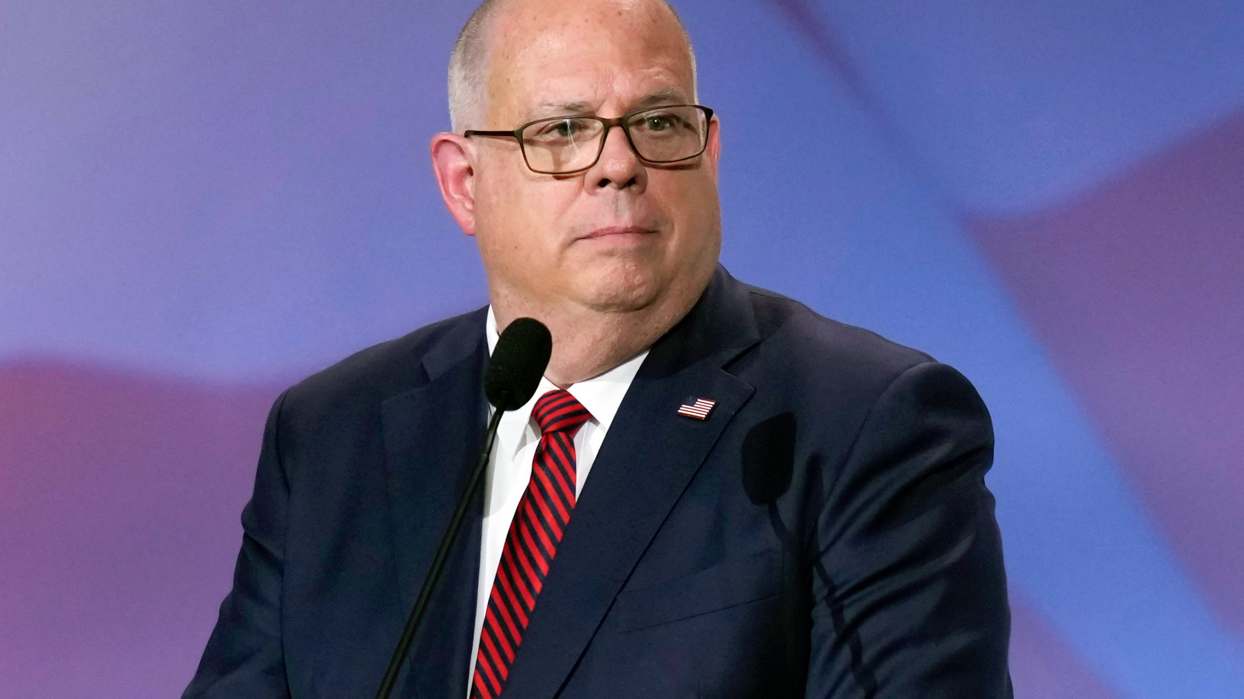 FILE - Maryland Gov. Larry Hogan speaks at an annual leadership meeting of the Republican Jewish Coalition on Nov. 18, 2022, in Las Vegas. Hogan has endorsed Nikki Haley for the GOP nomination, saying on CNN on Sunday, Jan. 14, 2024, that the former South Carolina governor "is the strongest chance for us to put forth our best possible candidate for November." (AP Photo/John Locher, File)