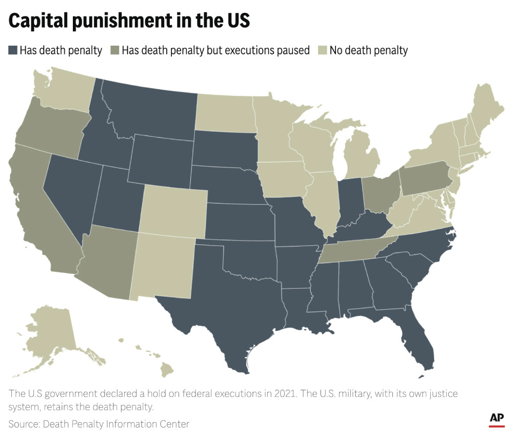 Alabama, one of about two dozen states with the death penalty on the books, is seeking to execute a prisoner by nitrogen gas. (AP Digital Embed)