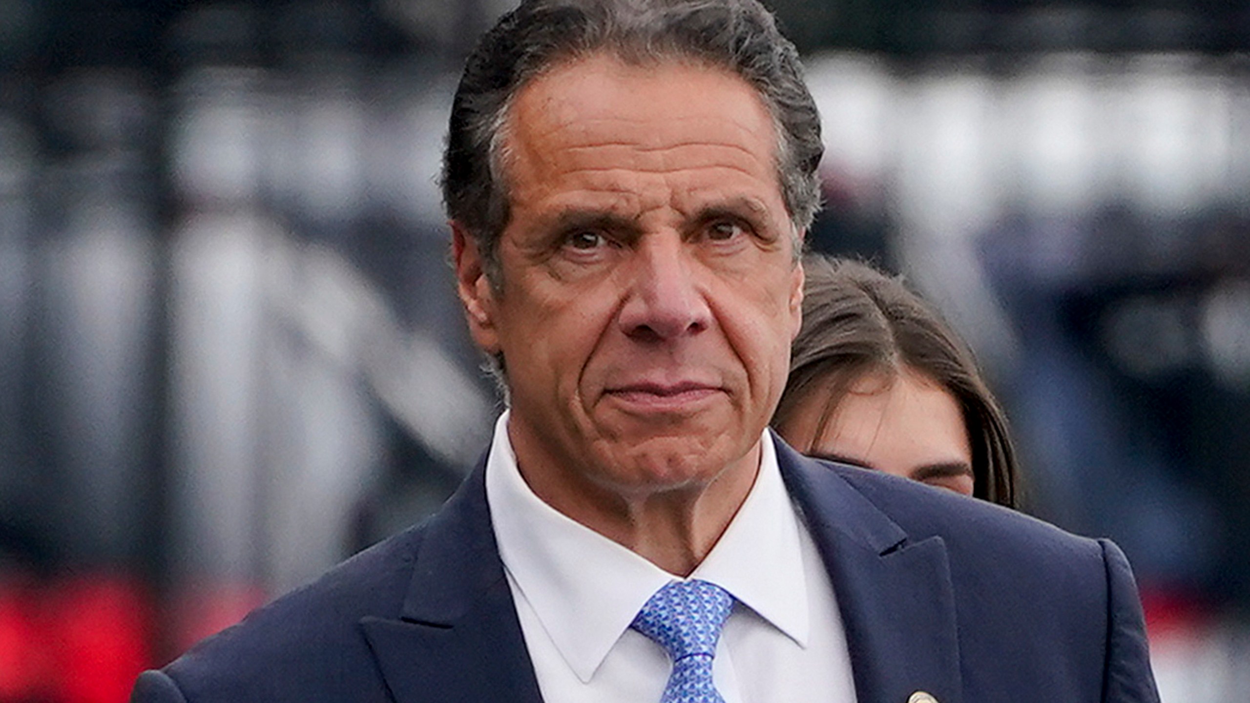 FILE - New York Gov. Andrew Cuomo prepares to board a helicopter after announcing his resignation, Aug. 10, 2021, in New York. On Friday, Jan. 26, 2024, the U.S. Justice Department reached a settlement with the state of New York to resolve a sexual harassment investigation of former Gov. Cuomo, confirming allegations from the damaging misconduct probe that led to the Democrat's resignation. (AP Photo/Seth Wenig, File)