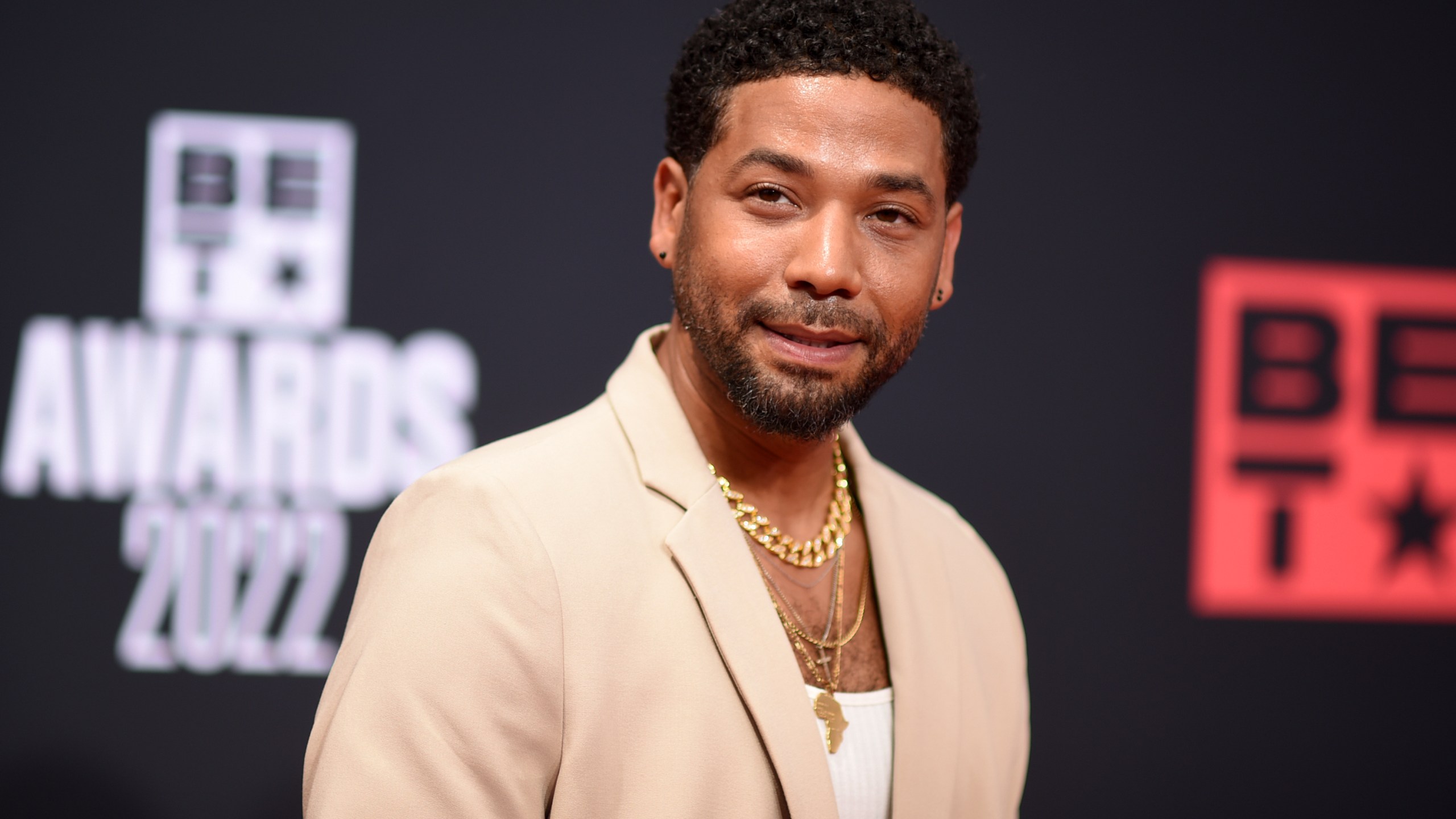 FILE - Actor Jussie Smollett arrives at the BET Awards, June 26, 2022, in Los Angeles. Smollett has asked the Illinois Supreme Court to intervene in his yearslong legal battle stemming from convictions that he staged a racist, homophobic attack against himself in 2019 and lied about it to Chicago police. His petition filed Monday, Feb. 5, 2024, asks the state’s highest court to hear the case two months after an appeals court upheld his disorderly conduct convictions. (Photo by Richard Shotwell/Invision/AP, File)