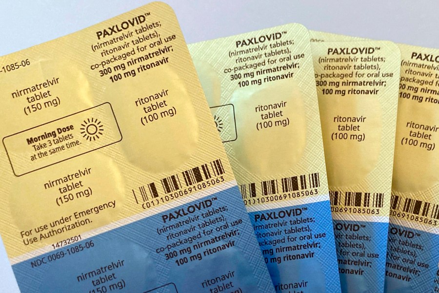 FILE - Doses of the anti-viral drug Paxlovid are displayed in New York, Aug. 1, 2022. A study by Harvard researchers released on Jan. 26, 2024, found that Paxlovid was disproportionately given to patients with lower risk of severe infection. If it had been properly utilized, the authors concluded, more than 16,000 COVID-19 deaths could have been prevented.. (AP Photo/Stephanie Nano, File)