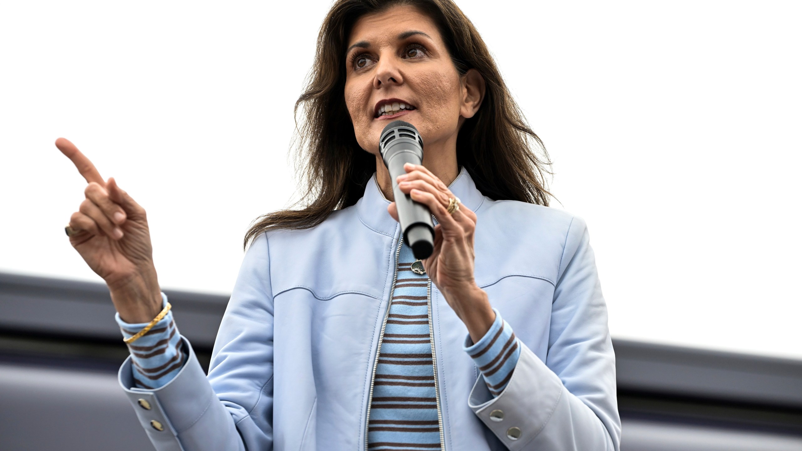 Republican presidential candidate former UN Ambassador Nikki Haley speaks at a campaign event in Greenwood, S.C., Saturday, Feb. 10, 2024. (AP Photo/Matt Kelley)