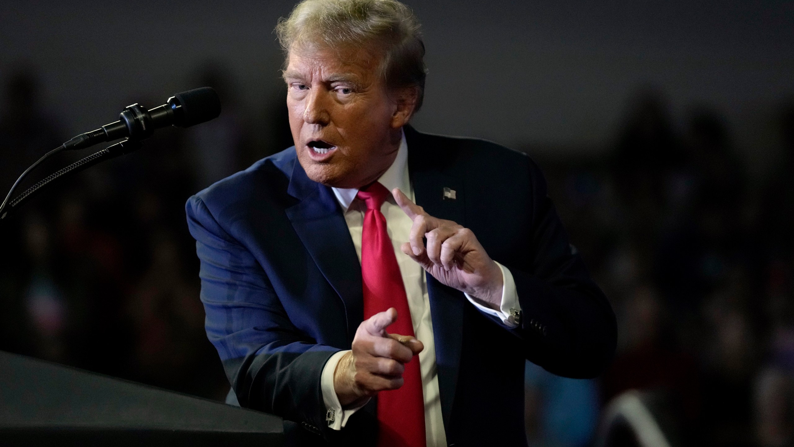 Republican presidential candidate former President Donald Trump speaks at a Get Out The Vote rally at Coastal Carolina University in Conway, S.C., Saturday, Feb. 10, 2024. (AP Photo/Manuel Balce Ceneta)