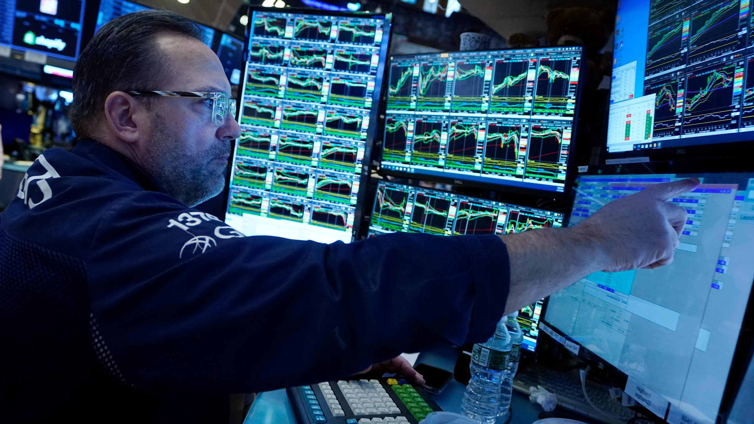 FILE - Specialist Anthony Matesic works at his post on the floor of the New York Stock Exchange, Wednesday, Jan. 31, 2024. (AP Photo/Richard Drew, File)