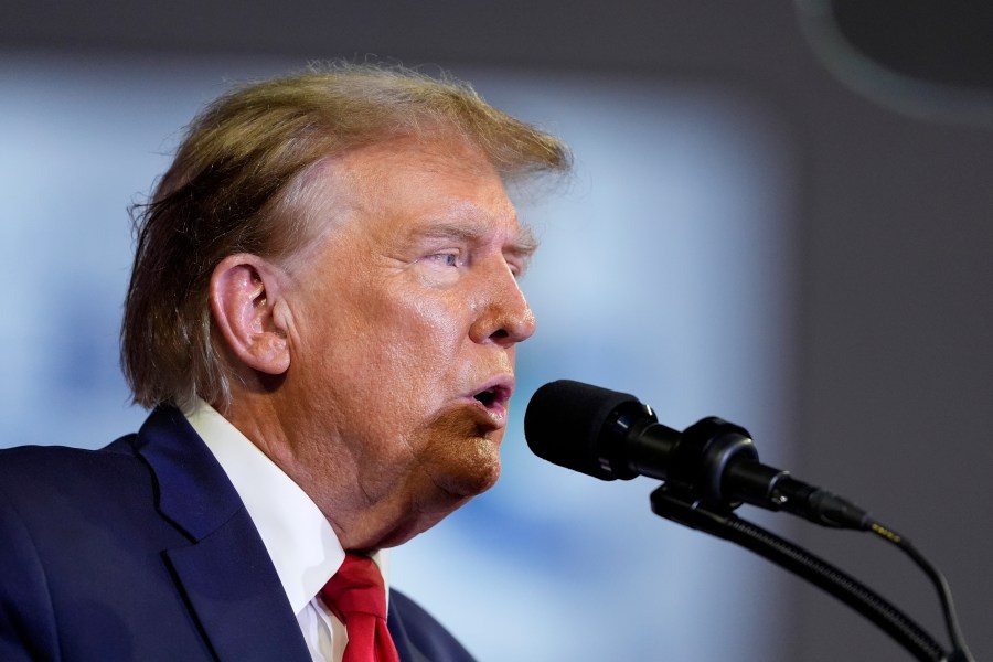 Republican presidential candidate former President Donald Trump speaks at a Get Out The Vote rally at Coastal Carolina University in Conway, S.C., Saturday, Feb. 10, 2024. (AP Photo/Manuel Balce Ceneta)