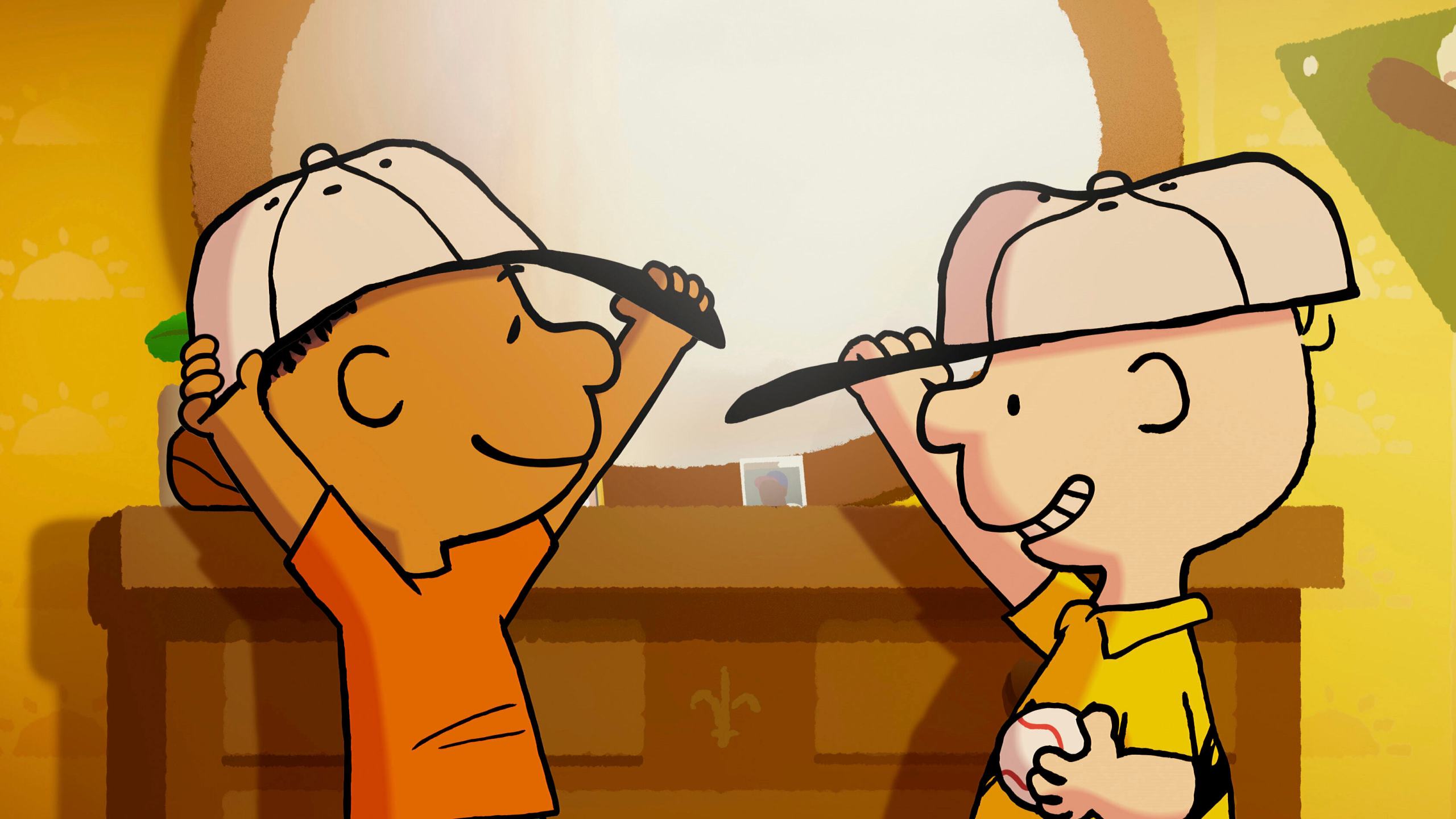 This image released by Apple TV+ shows Peanuts characters Charlie Brown, right, and Franklin in a scene from the animated special “Snoopy Presents: Welcome Home, Franklin," premiering Friday. (Apple TV+ via AP)