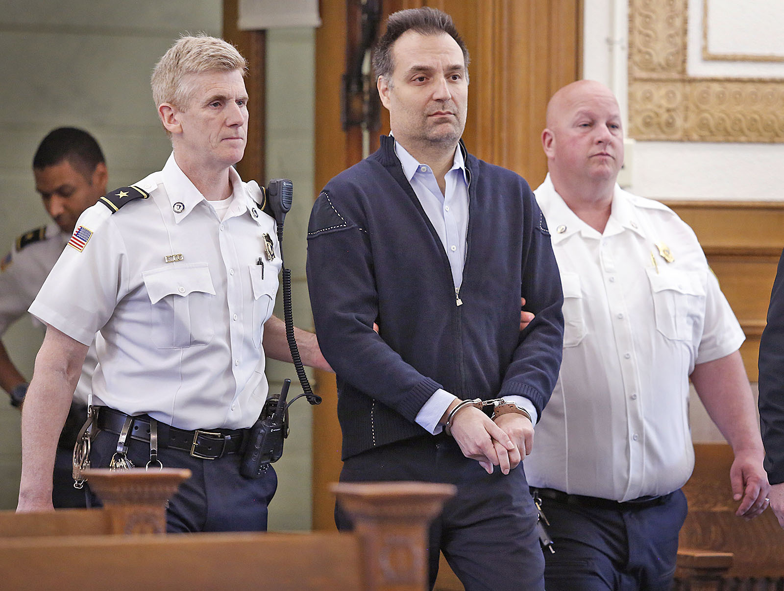 FILE - Brian Walshe enters the courtroom for his arraignment, April 27, 2023, in Dedham, Mass. Walshe, a Massachusetts man charged with killing his wife, was sentenced Tuesday, Feb. 20, 2024, to more than three years in jail over an unrelated art fraud case involving the sale of two fake Andy Warhol paintings. (Greg Derr/The Patriot Ledger via AP, Pool, File)