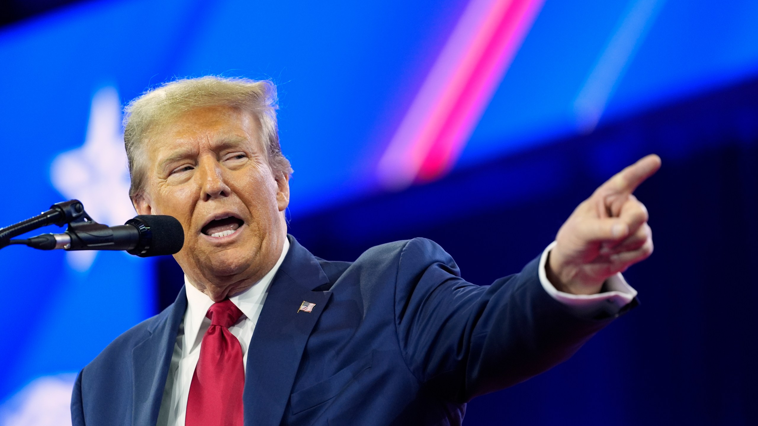 Republican presidential candidate former President Donald Trump speaks at the Conservative Political Action Conference, CPAC 2024, at National Harbor, in Oxon Hill, Md., Saturday, Feb. 24, 2024. (AP Photo/Alex Brandon)