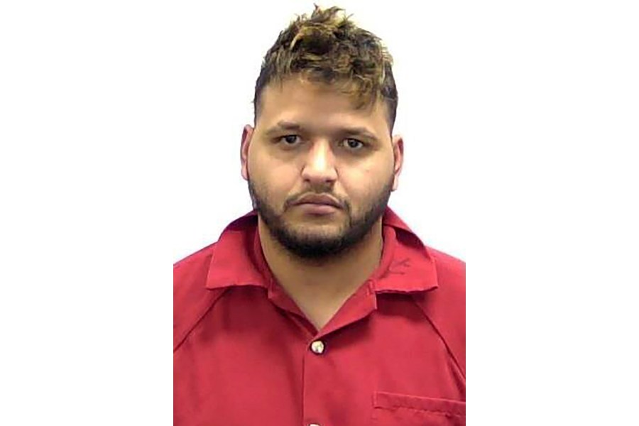 This photo, provided by the Clarke County Sheriff's Office, shows Jose Ibarra, 26, on Friday, Feb. 23, 2024. Ibarra was arrested on charges that included murder and kidnapping in the death of 22-year-old nursing student Laken Hope Riley in Athens, Ga. (Clarke County Sheriff's Office via AP)