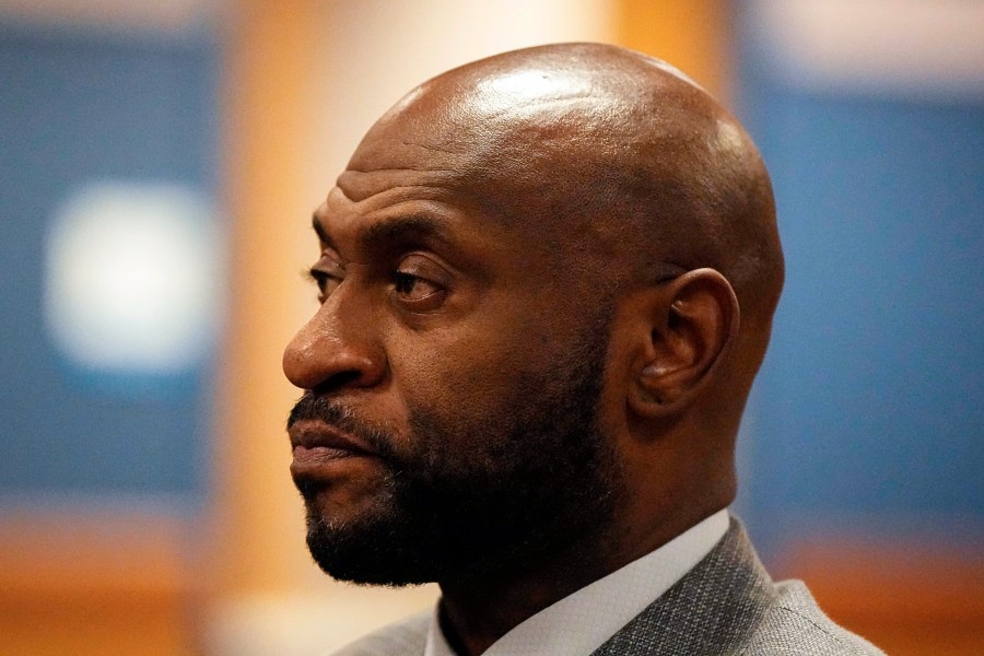 Special prosecutor Nathan Wade sits in the courtroom before a meeting with Judge Scott McAfee in the Fulton County Courthouse, Monday, Feb. 26, 2024, in Atlanta. (AP Photo/Mike Stewart, Pool)