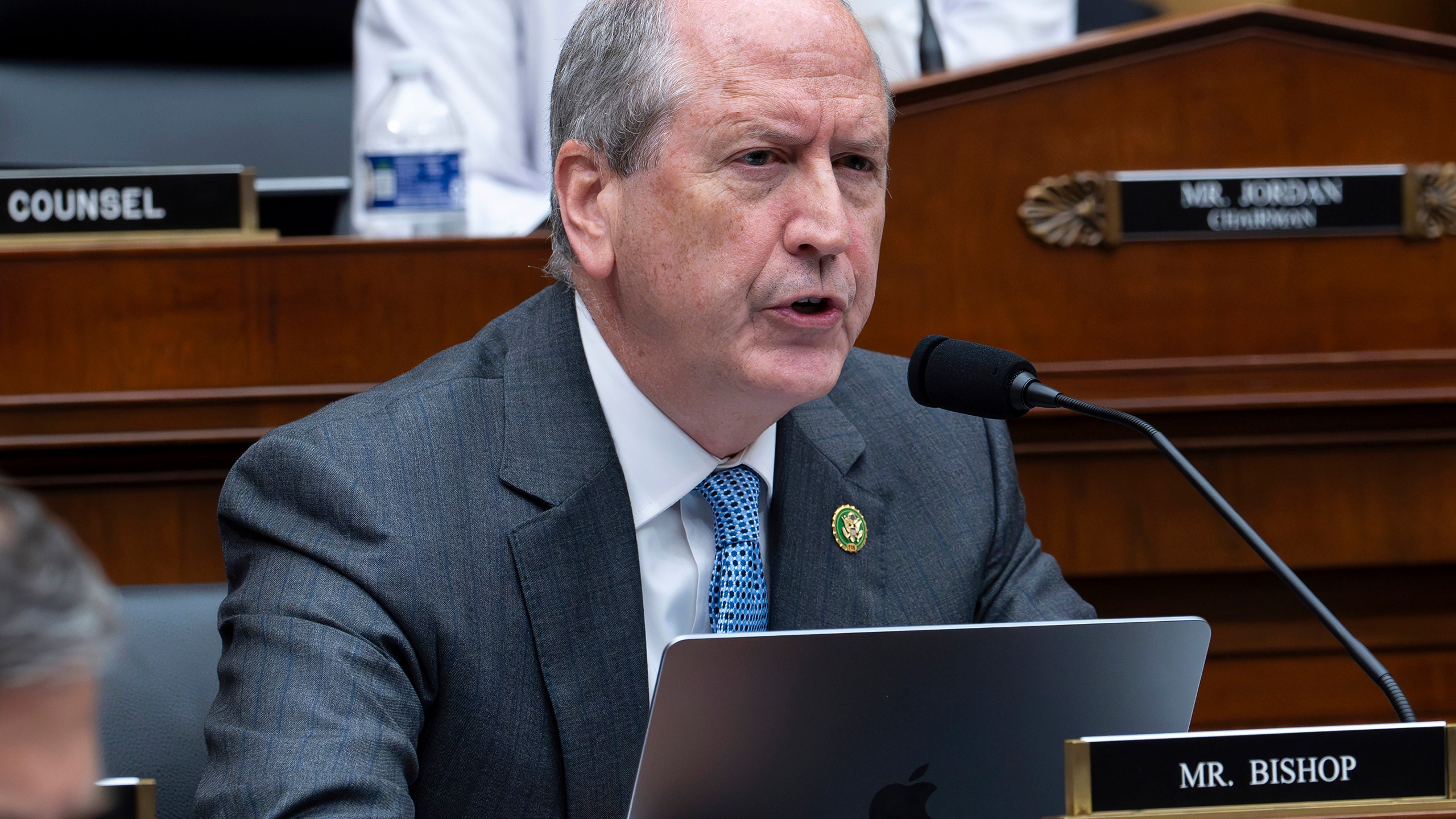 FILE - Rep. Dan Bishop, R-N.C., speaks during a House Judiciary Committee hearing, Sept. 20, 2023, on Capitol Hill in Washington. Bishop is unopposed in the March 5 Republican primary for North Carolina attorney general. (AP Photo/J. Scott Applewhite, file)