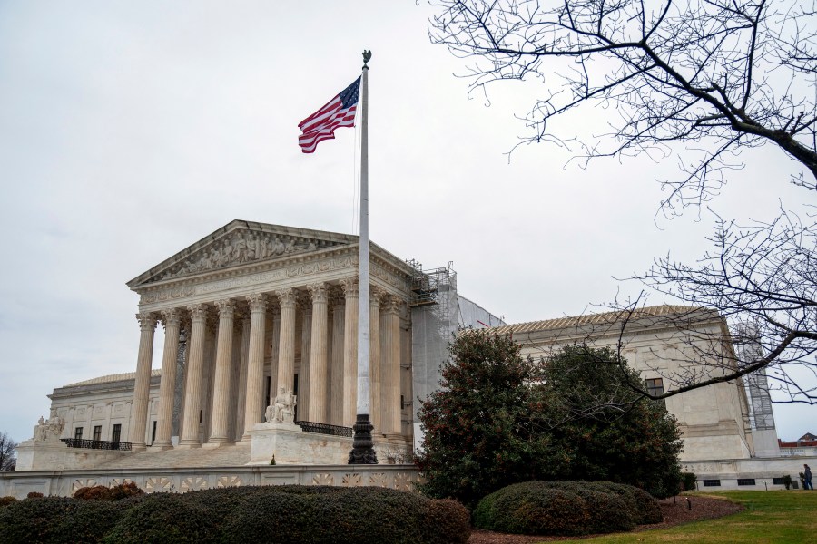 The Supreme Court is photographed Wednesday, Feb. 28, 2024 in Washington. The Supreme Court agreed on Feb. 28, 2024, to decide whether former President Donald Trump can be prosecuted on charges he interfered with the 2020 election and has set a course for a quick resolution.(AP Photo/Jacquelyn Martin)