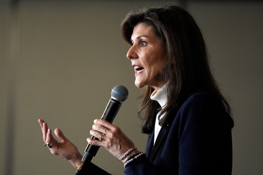 Republican presidential candidate former UN Ambassador Nikki Haley speaks at a campaign event in South Burlington, Vermont, Sunday, March 3, 2024. (AP Photo/Michael Dwyer)