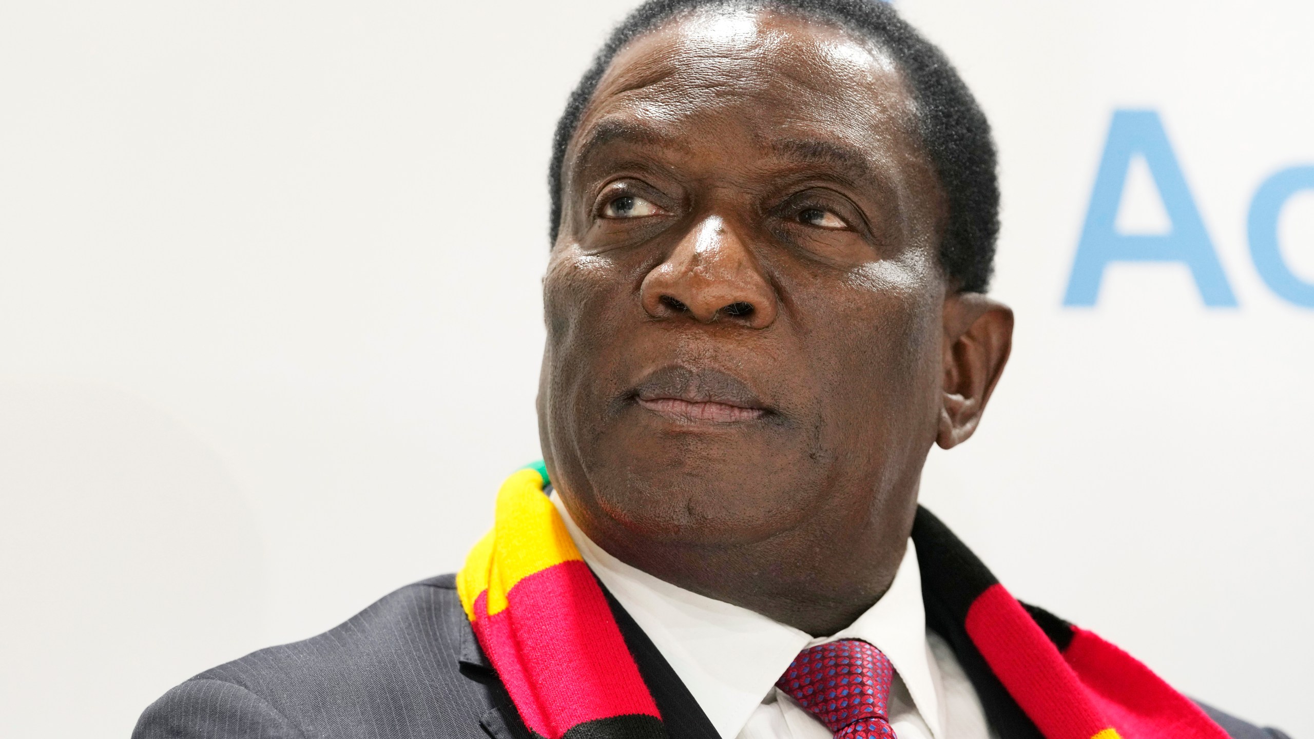 FILE - Zimbabwe's President Emmerson Mnangagwa attends a session at the Africa Pavilion at the COP27 U.N. Climate Summit, Nov. 7, 2022, in Sharm el-Sheikh, Egypt. The United States has sanctioned Zimbabwe’s President Emmerson Mnangagwa, the First Lady and other government officials for their alleged involvement in corruption and human rights abuses. Treasury’s Office of Foreign Assets Control imposed sanctions on three entities and eleven people, including the Mnangagwas, Vice President Constantino Chiwenga, and retired Brigadier General Walter Tapfumaneyi, among others. (AP Photo/Peter Dejong, File)