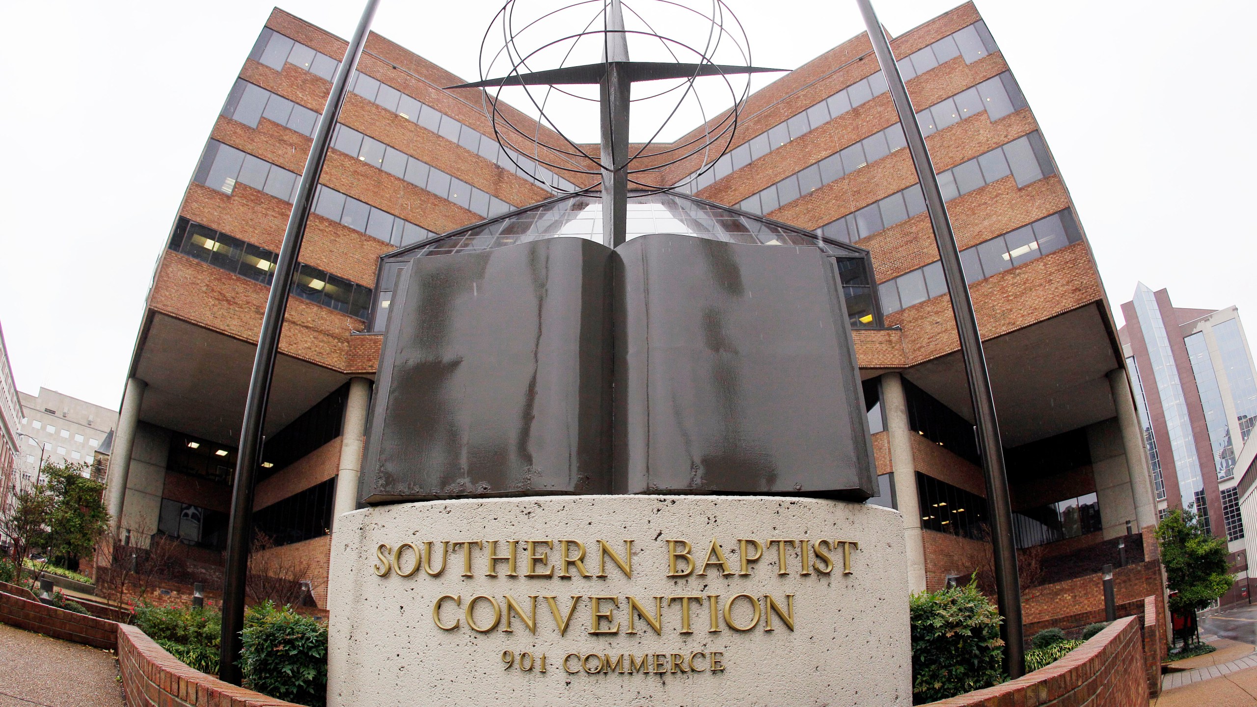 FILE - This Wednesday, Dec. 7, 2011 file photo shows the headquarters of the Southern Baptist Convention in Nashville, Tenn. (AP Photo/Mark Humphrey, File)
