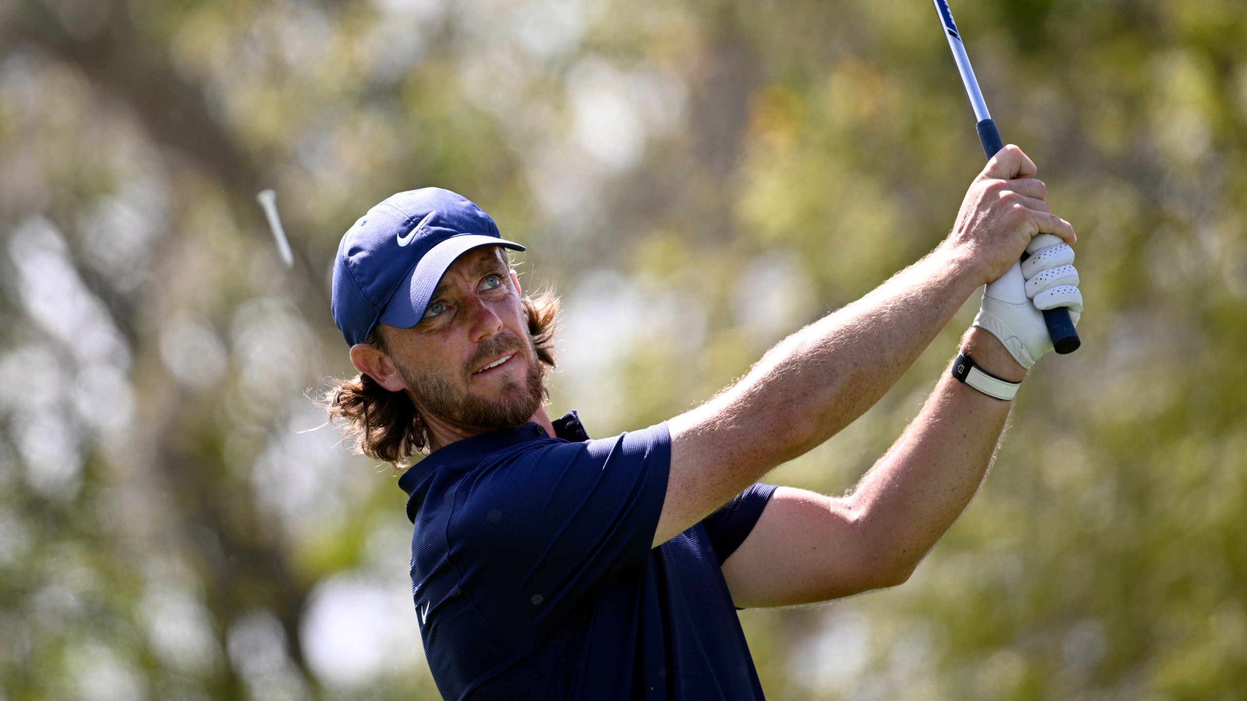 Tommy Fleetwood, of England, tees off on the seventh hole during the second round of the Arnold Palmer Invitational golf tournament, Friday, March 8, 2024, in Orlando, Fla. (AP Photo/Phelan M. Ebenhack)