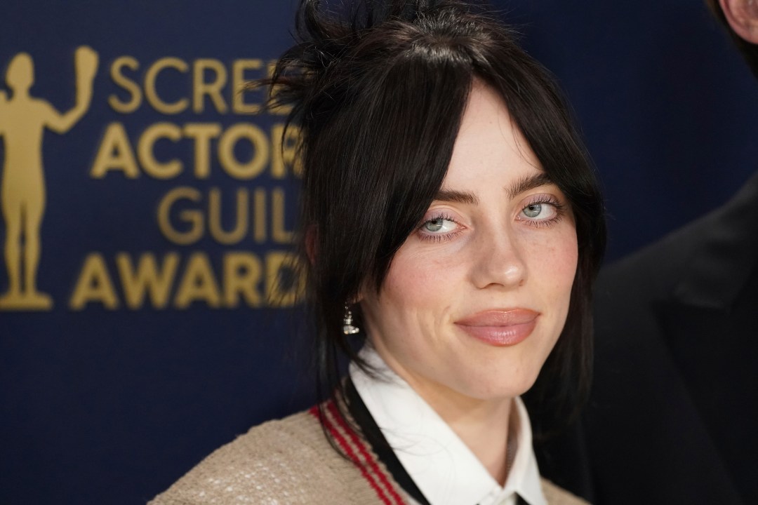 Billie Eilish arrives at the 30th annual Screen Actors Guild Awards on Saturday, Feb. 24, 2024, at the Shrine Auditorium in Los Angeles. (Photo by Jordan Strauss/Invision/AP)