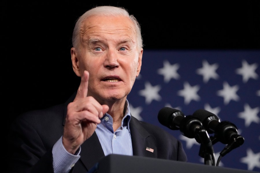 President Joe Biden speaks at a campaign rally Saturday, March 9, 2024, at Pullman Yards in Atlanta. (AP Photo/Manuel Balce Ceneta)